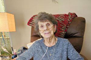 Woman sitting in a recliner